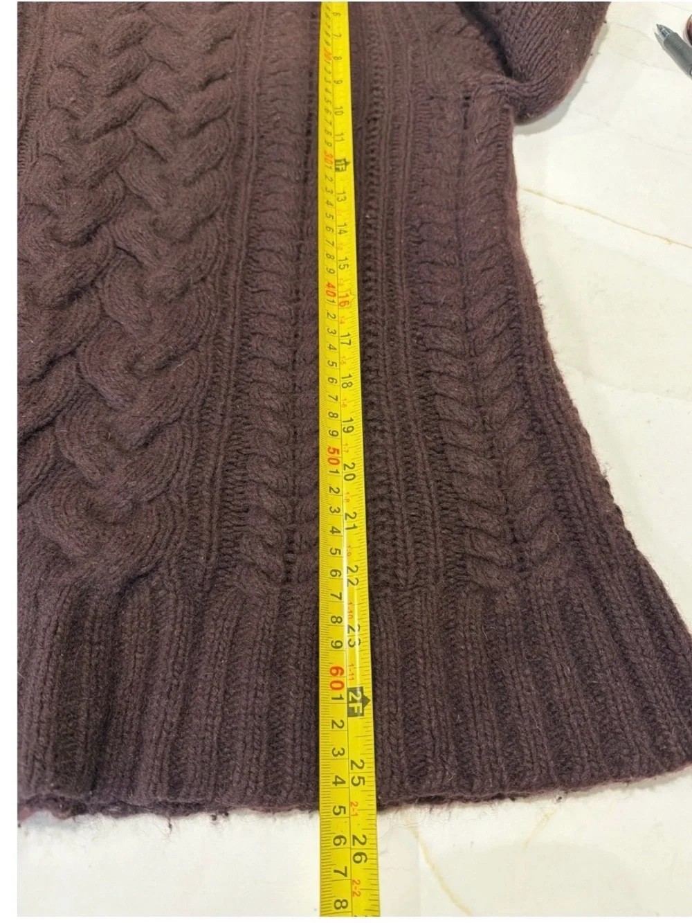Jcrew brown cable handknit lambswool angora sweater m medium - Picture 4 of 5